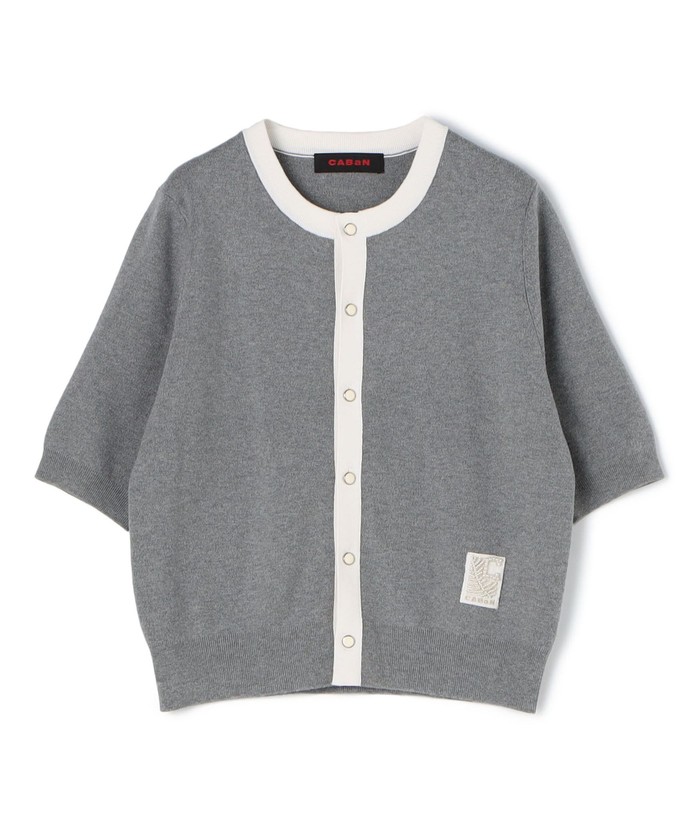 CABaN コットンカシミヤ バイカラーハーフスリーブカーディガン CABaN コットンカシミヤ バイカラーハーフスリーブカーディガン