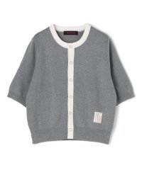 CABaN /CABaN コットンカシミヤ バイカラーハーフスリーブカーディガン/506299172