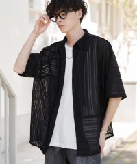 Rocky Monroe/ロッキーモンロー Rocky Monroe シアーシャツ 半袖 メンズ レディース レース切替 無地 オーバーサイズ ビッグシルエット ゆったり リラックス ル/508118638