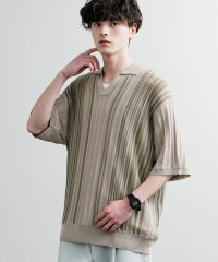 Rocky Monroe/ロッキーモンロー Rocky Monroe ポロシャツ スキッパー ニット 半袖 メンズ レディース ストライプ メッシュ ジャカード 麻タッチ リネンタッチ /508118639