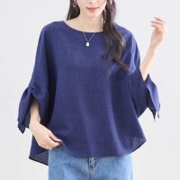 ica/アイカ ica Aライン トップス チュニック ブラウス 袖リボン付き フィッシュテール ゆったり ボリューム袖 フレア 七分袖 フェミニン 可愛い 透け感 き/508118797