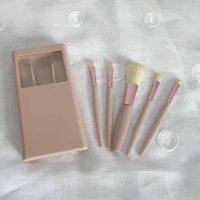 shoppinggo/ショッピングゴー shoppinggo メイクブラシ5本セット ケース付き 持ち運び 携帯 コスメ メイクアップ メイクブラシセット 化粧筆セット コスメキット/508119181