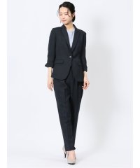 m.f.editorial/エムエフエディトリアル m.f.editorial 麻調合繊 1ボタン7分袖ジャケット＋テーパードパンツ 紺/508119649