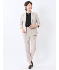 m.f.editorial/エムエフエディトリアル m.f.editorial 麻調合繊 1ボタン7分袖ジャケット＋テーパードパンツ ベージュ/508119650