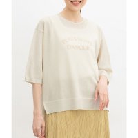 Honeys/ハニーズ Honeys 6分袖シアーロゴニット トップス ニット セーター ハニさら シアーニット ロゴニット 接触冷感 ウォッシャブル シアー素材 ロゴ レデ/508120727