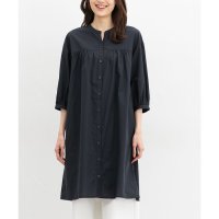 Honeys/ハニーズ Honeys 7分袖マオカラーワンピ ワンピース マオカラーワンピース ロング丈 マオカラー 無地 チェック レーヨン混 ギャザー フェミニン 春 レ/508120730