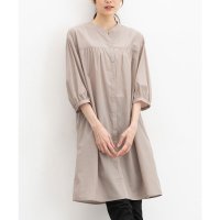 Honeys/ハニーズ Honeys 7分袖マオカラーワンピ ワンピース マオカラーワンピース ロング丈 マオカラー 無地 チェック レーヨン混 ギャザー フェミニン 春 レ/508120730