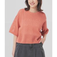 Honeys/ハニーズ Honeys メッシュ編ロゴニット トップス ニット サマーセーター ロゴニット メッシュ編み ロゴ ジャカード編み クルーネック ショート丈 レディ/508120747