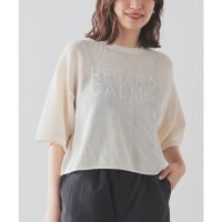 Honeys/ハニーズ Honeys メッシュ編ロゴニット トップス ニット サマーセーター ロゴニット メッシュ編み ロゴ ジャカード編み クルーネック ショート丈 レディ/508120747