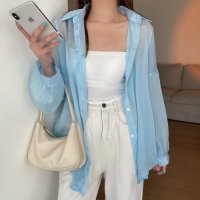 RIFF/リフ Riff シアーシャツ シースルー 羽織り ブラウス トップス 大きいサイズ ビッグサイズ オーバーサイズ 長袖 無地/507152848