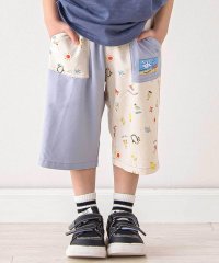 【お揃い/接触冷感】無地ヒマワリサファリ柄切り替えポケット付き麻レーヨンパンツ(