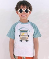 飛行機クルマ恐竜刺しゅうプリントラグランTシャツ(80~130cm)