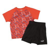 PUMA/プーマ PUMA ジュニア Tシャツハーフパンツセット TAD ESS ポリ AOP Tシャツ AND ショーツ セット B 687812 (レッド)/508120398