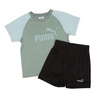 PUMA/プーマ PUMA ジュニア Tシャツハーフパンツセット ESS NO.1 ロゴ ポリ Tシャツ AND ショーツ セット B 687868 (グリーン)/508120399
