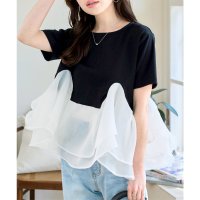 KOBE LETTUCE/コウベレタス KOBE LETTUCE オーガンジードッキングペプラムTシャツ [C7460]/508121353