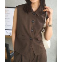 KOBE LETTUCE/コウベレタス KOBE LETTUCE リネンライクノースリーブベストトップス [C7461]/508121354