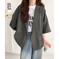 Classical Elf/クラシカルエルフ Classical Elf 上品な大人カジュアルを叶える。テックリネン素材ダブルテーラード衿シャツジャケット/508121621
