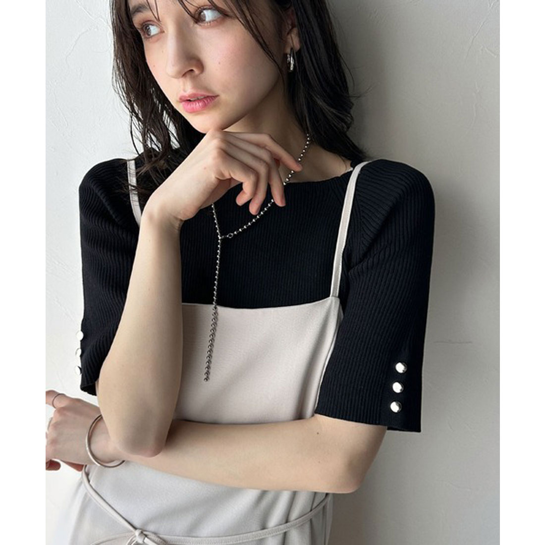 アニュアンス　ペプラムニットトップス ペプラムニットトップス(F WHITE): トップスanuans