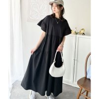 Classical Elf/クラシカルエルフ Classical Elf 接触冷感♪涼しげフリルで夏の装い。布帛ドッキング袖フリルティアードワンピース(ロング丈)/508121625