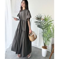 Classical Elf/クラシカルエルフ Classical Elf 接触冷感♪涼しげフリルで夏の装い。布帛ドッキング袖フリルティアードワンピース(ロング丈)/508121625