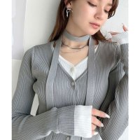 Classical Elf/クラシカルエルフ Classical Elf 【mily bilet】レイヤードスタイル。チョーカー紐付きレイヤード風Vネックカーディガン(長袖）/508121636