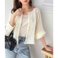 Classical Elf/クラシカルエルフ Classical Elf 【mily bilet】シアー素材。マルチWAY透かし編みケーブル柄切り替えニットカーディガン/508121638
