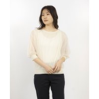Anna Nicola/アンナニコラ Anna Nicola チュールドッキングシアーニット7分袖トップス/508123963