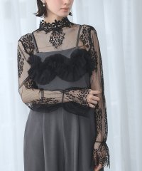 GIRL/ガール GIRL 花柄チュールレースハイネックシアーブラウス 結婚式 パーティー オケージョン お呼ばれ/508124053