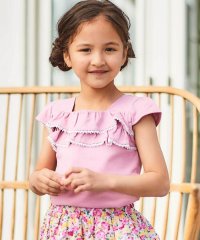 BeBe/キャップスリーブスクエアネックフリルTシャツ(90~150cm)/508090659