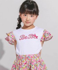 BeBe/【お揃い】フルールドゥジョワプリントパッチロゴ切り替えTシャツ(90~150cm/508090661