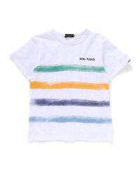 BeBe/水彩風カラーボーダースラブ天竺半袖Tシャツ(80~150cm)/508090666