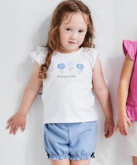 BeBe/フリルレイヤードお花モチーフ天竺Tシャツ+ブルマセット(80~90cm)/508090677