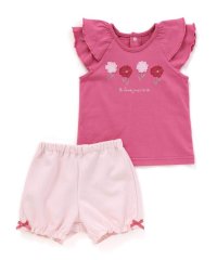 BeBe/フリルレイヤードお花モチーフ天竺Tシャツ+ブルマセット(80~90cm)/508090677