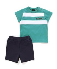 BeBe/ホワイトライントロッコロゴ刺しゅう天竺Tシャツ+パンツセット(80~90cm)/508090678
