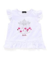 BeBe/遊園地ハートモチーフ裾フリル天竺Tシャツ(80~90cm)/508090682