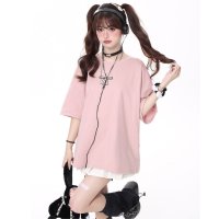 Belle Cie/ベルシー Belle Cie Tシャツ トップス 半袖 サブカル系 地雷系 リボン 原宿系 夏 レディース 韓国ファッション おしゃれ ゴシック 姫系 プリント/508123977