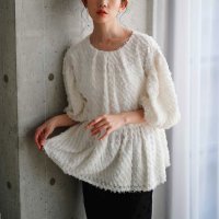 Sawa a la mode/サワアラモード Sawa a la mode 大人フェミニンなフリンジジャガードペプラムブラウス/508124809
