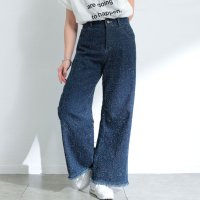 Sawa a la mode/サワアラモード Sawa a la mode 洒落感高まるダメージ風裾フリンジデニムパンツ/508124834