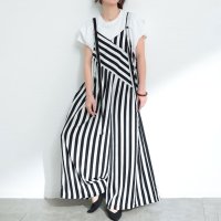 Sawa a la mode/サワアラモード Sawa a la mode レトロに大人の垢抜けストライプ柄サロペットパンツ/508124839