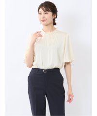 m.f.editorial/シボサテン ギャザーネック半袖プルオーバーブラウス/508125774