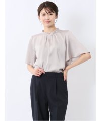 m.f.editorial/シボサテン ギャザーネック半袖プルオーバーブラウス/508125774