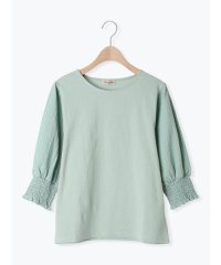 Samansa Mos2/袖布帛切替パフシャーリングTシャツ/508126644