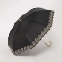 cache nez/カシュネ cache nez PUフラワーラメ刺繍トップレス2段折りたたみ傘/508126772