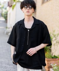 Rocky Monroe/ロッキーモンロー Rocky Monroe シアーシャツ 半袖 開襟 メンズ レディース 無地 レース ラメ 透け感 オープンカラー 白シャツ オーバーサイズ /508127877