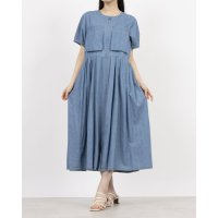 EGLANTINE/エグランティーヌ EGLANTINE テンセルデニム 前開き半袖ワンピース ジッパー仕様 大きめポケット/508126712