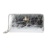Vivienne Westwood/ヴィヴィアン ウエストウッド Vivienne Westwood 長財布(ラウンドファスナー) メタリック クリーシー レザー CLASSIC ZIP ROUN/508128849