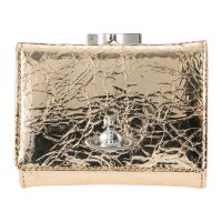 Vivienne Westwood/ヴィヴィアン ウエストウッド Vivienne Westwood 3つ折り財布 メタリック クリーシー レザー SMALL FRAME WALLET 51150/508128868