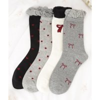 Lace Ladies/レースレディース Lace Ladies 【4足セット】ハート リボン バラエティ クルー ソックス/508128932