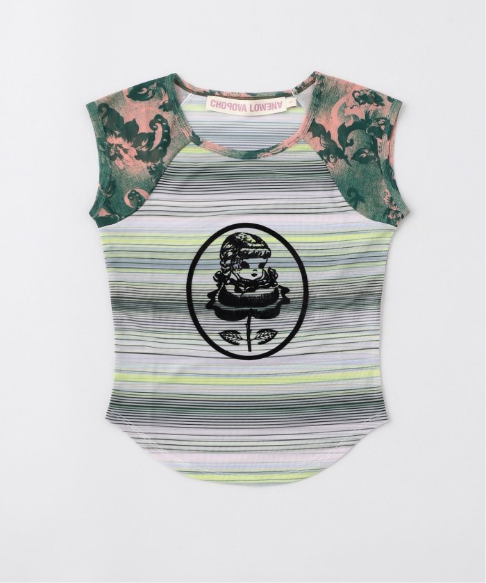 CHOPOVA LOWENA/チョポヴァ・ロウェナ】 Flocked Short Sl Top CHOPOVA LOWENA/チョポヴァ・ロウェナ】 Flocked Short Sl Top