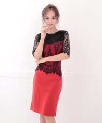 Tika/ティカ Tika キャバドレス ブラック刺繍レースタイト袖あり膝丈プチプラドレス (Sサイズ～XXXXXLサイズ)/508129602
